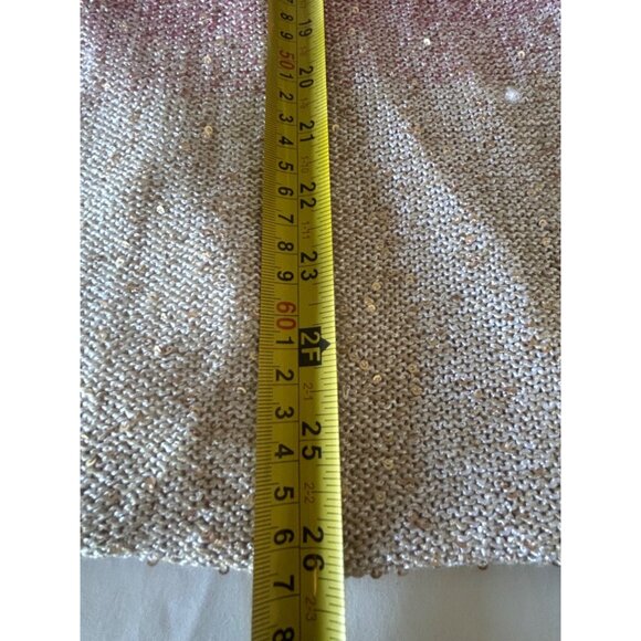 Elegant Pink Gradient Sparkle Knit Cardigan & White Top With Necklace - Picture 8 of 10